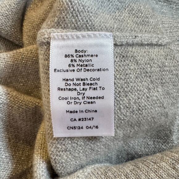 NWT Talbots Cashmere Grey Metallic Sweater SIze L Crew Neck Silver - Picture 7 of 7